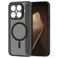 Telefontok Xiaomi 15T Pro 5G - Tech-Protect Magmat MagSafe kompatibilis áttetsző műanyag hátlap tok, fekete szilikon kerettel-1