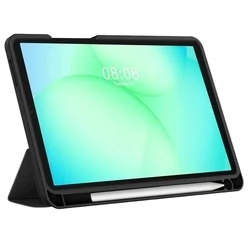 Tablettok Samsung Galaxy Tab A9 8.7 X110 / X115 - obszidián fekete vászon anyagú smart case tablet tok, ceruza tartóval-7