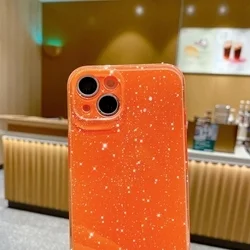 Telefontok iPhone 14 - Larte shiny - narancssárga csillámos hátlap tok-2