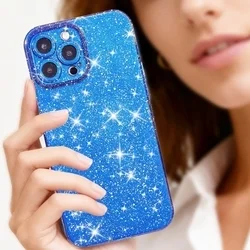 Telefontok iPhone 13 Pro Max - Larte shiny - kék csillámos hátlap tok-2