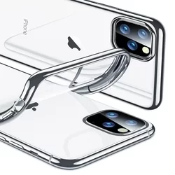 iPhone 11 PRO MAX Telefontok - ESR átlátszó, ezüst keretes szilikon tok-1