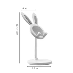 Univerzális asztali telefontartó állvány, nyuszi formás, fehér-1