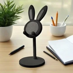 Univerzális asztali telefontartó állvány, nyuszi formás, fekete-5