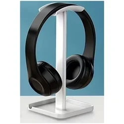 Univerzális asztali fejhallgató tartó állvány + telefon- és tablettartó, fehér-2