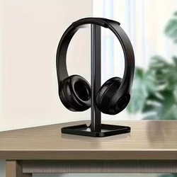 Univerzális asztali fejhallgató tartó állvány + telefon- és tablettartó, fekete-2