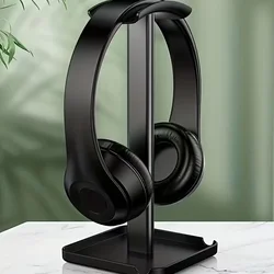 Univerzális asztali fejhallgató tartó állvány + telefon- és tablettartó, fekete-3