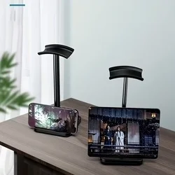 Univerzális asztali fejhallgató tartó állvány + telefon- és tablettartó, pink-2