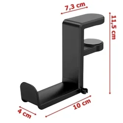 Fejhallgató tartó: Asztalra / polcra rögzíthető, rugós fejhallgató tartó, fekete-1