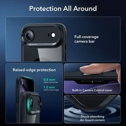 Telefontok iPhone 17 AIR - ESR CLASSIC HYBRID HALOLOCK MagSafe átlátszó / fekete hátlap tok + fekete keretes ÜVEGFÓLIA + felhelyezést segítő keret-5