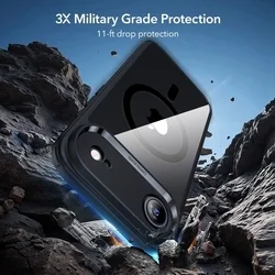 Telefontok iPhone 17 AIR - ESR CLASSIC HYBRID HALOLOCK MagSafe átlátszó / fekete hátlap tok + fekete keretes ÜVEGFÓLIA + felhelyezést segítő keret-6