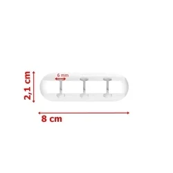 Univerzális 3 klipszes kábelrendező, fehér szilikon, ragasztható-1