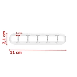 Univerzális 5 klipszes kábelrendező, fehér szilikon, ragasztható-1