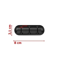 Univerzális 3 klipszes kábelrendező, fekete szilikon, ragasztható-1
