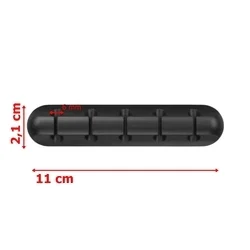 Univerzális 5 klipszes kábelrendező, fekete szilikon, ragasztható-1