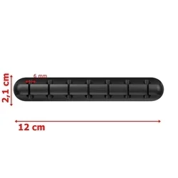 Univerzális 7 klipszes kábelrendező, fekete szilikon, ragasztható-1