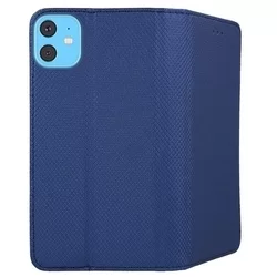 iPhone 11 Pro Telefontok - sötétkék mágneses átlátszó szilikon keretes könyvtok-3