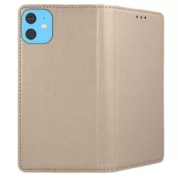 iPhone 11 Telefontok - arany mágneses, szilikon keretes könyvtok-1