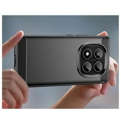Telefontok Xiaomi Redmi Note 14 Pro+ 5G - Carbon Fiber fekete szilikon hátlap tok-1