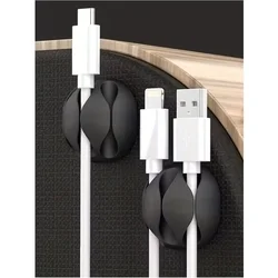 Univerzális 3 klipszes kör kábelrendező, fekete szilikon, ragasztható-2