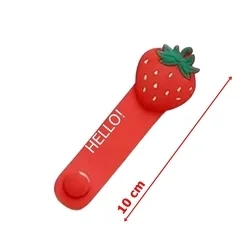 Univerzális Eper figurás kábelrendező, piros szilikon, patentos-1