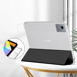 Tablettok Lenovo Idea Tab 11 coll (TB-336) - fekete smart case tablet tok, áttetsző hátlappal, ceruza tartóval-2