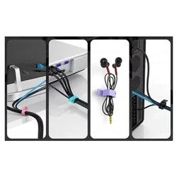 Kábelrendező - 3db pink, szilikon kábelrendező szalag-3