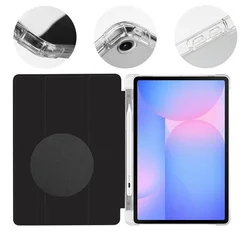 Tablettok Samsung Galaxy Tab S10 FE 10.9 coll (SM-X520, SM-X526) - fekete smart case, áttetsző hátlappal és ceruzatartóval-1