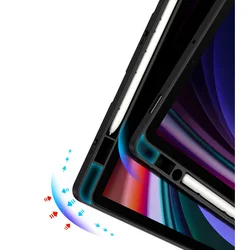 Tablettok Samsung Galaxy Tab S10 FE 10.9 coll (SM-X520, SM-X526) - DUX DUCIS Magi fekete ütésálló tok, ceruzatartóval-8