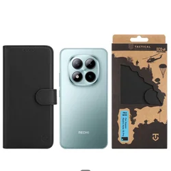 Telefontok Xiaomi Redmi Note 15 Pro 5G - Tactical Field fekete szilikon keretes könyvtok mágneses ráhajtófüllel-2