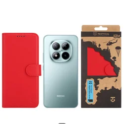 Telefontok Xiaomi Redmi Note 15 Pro 5G - Tactical Field piros szilikon keretes könyvtok mágneses ráhajtófüllel-2