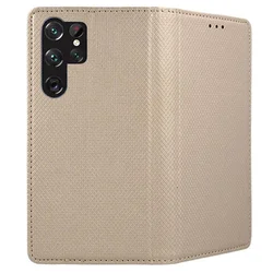 Telefontok Samsung Galaxy S26 Ultra - arany mágneses szilikon keretes könyvtok-2