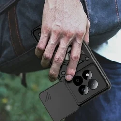 Telefontok Xiaomi Redmi Note 15 Pro+ Plus 5G - Camshield - fekete szilikon tok, kitámasztó ujjgyűrűvel, csúsztatható kameravédővel-4