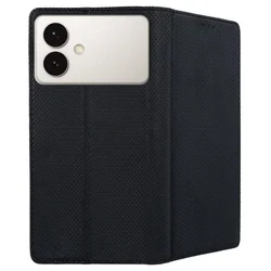 Telefontok Samsung Galaxy S26 Edge - fekete mágneses szilikon keretes könyvtok-1