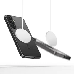 Telefontok Samsung Galaxy A37 5G - MagSafe kompatibilis átlátszó hátlap tok, fekete szilikon kerettel-1