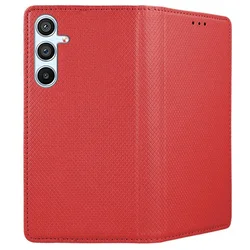 Telefontok Samsung Galaxy A57 5G - piros mágneses szilikon keretes könyvtok-2