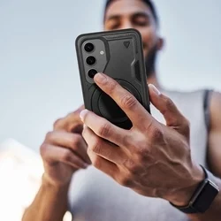 Telefontok Samsung Galaxy A37 5G - FROST ARMOR fekete szilikon tok, kitámasztó ujjgyűrűvel-6