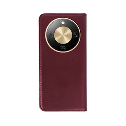 Telefontok Honor Magic8 Lite - Smart Magnetic burgundy szilikon keretes mágneses könyvtok-2