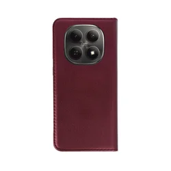 Telefontok Xiaomi Redmi Note 15 5G - Smart Magnetic burgundy szilikon keretes mágneses könyvtok-3