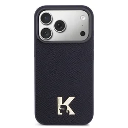 Telefontok iPhone 17 Pro Max - Karl Lagerfeld Saffiano Leather - Metal K & Karl Logo - MagSafe kompatibilis sötétkék hátlap tok-2