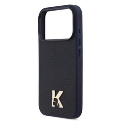 Telefontok iPhone 17 Pro Max - Karl Lagerfeld Saffiano Leather - Metal K & Karl Logo - MagSafe kompatibilis sötétkék hátlap tok-4