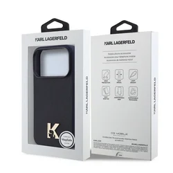 Telefontok iPhone 17 Pro - Karl Lagerfeld Saffiano Leather - Metal K & Karl Logo - MagSafe kompatibilis sötétkék hátlap tok-7
