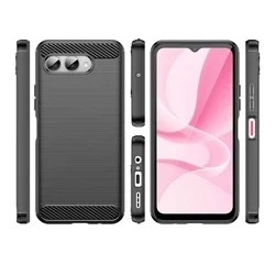 Telefontok T Phone 3 5G - CARBON Fiber - fekete szilikon hátlap tok-2