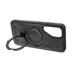 Telefontok Samsung Galaxy A57 5G - FROST ARMOR fekete szilikon tok, kitámasztó ujjgyűrűvel-1