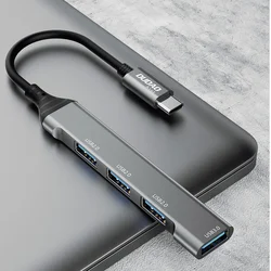 Dudao HUB adapter 4in1 USB-C - 4x USB-A (3 x USB2.0 / USB3.0) 6.3 cm fekete -1