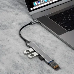 Dudao HUB adapter 4in1 USB-C - 4x USB-A (3 x USB2.0 / USB3.0) 6.3 cm fekete -3