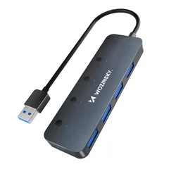 USB-A Hub Wozinsky WHS080YSS 4 x USB-A 3.0 egyedi kapcsolókkal, alumínium házzal, 30 cm-es kábel - szürke-1