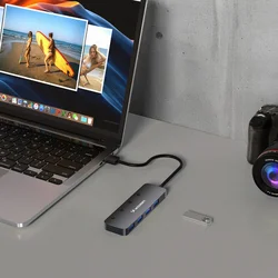 USB-A Hub Wozinsky WHS080YSS 4 x USB-A 3.0 egyedi kapcsolókkal, alumínium házzal, 30 cm-es kábel - szürke-3