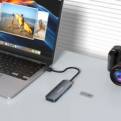 USB-A Hub Wozinsky WHS080YSS 4 x USB-A 3.0 egyedi kapcsolókkal, alumínium házzal, 30 cm-es kábel - szürke-5