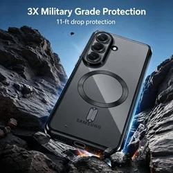  Telefontok Samsung Galaxy S26 - MagSafe kompatibilis átlátszó hátlap tok, fekete szilikon kerettel-2