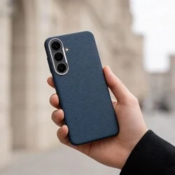 Telefontok Samsung Galaxy S26  - KEVLAR MagSafe kompatibilis kék szilikon hátlap tok-3